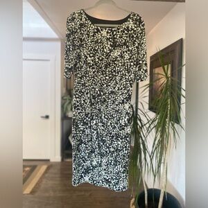 Connected Apparel Jersey Sheath Midi 3/4 Sleeve Dress Gray Green Women’s 12 Pre